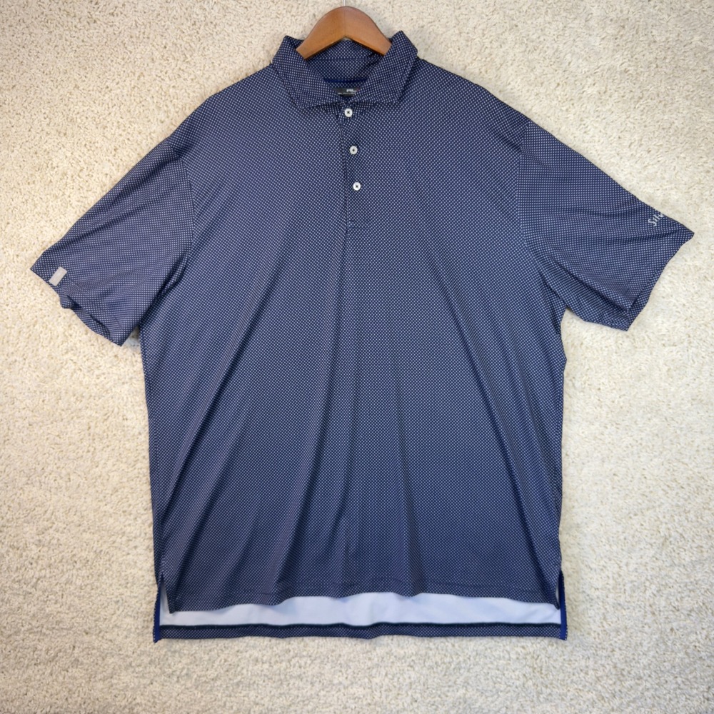 RLX Ralph Lauren Silverleaf Golf Polo Mens XL XLarge Navy Polka Dot Performance